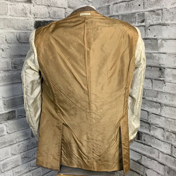 Brioni Vintage Tweed Blazer Sport Coat Mens 46 Brown Wool Metal Buttons Jacket - Picture 8 of 16